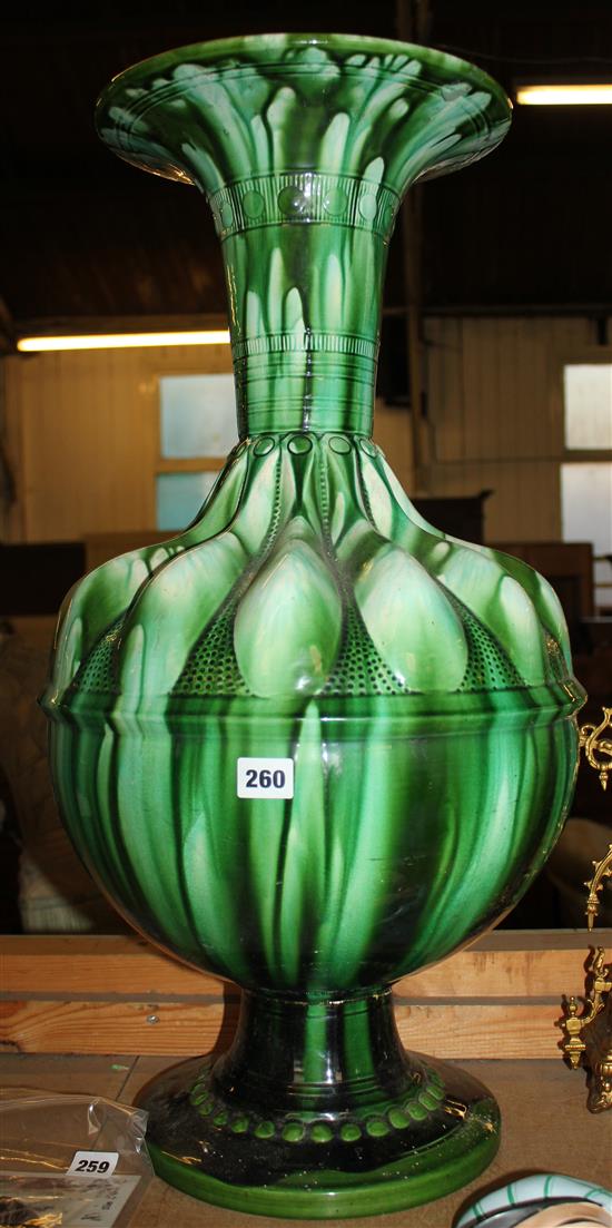 Large green ceramic vase